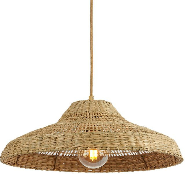 Good&Mojo Santorini S Pendelleuchte aus Seegras in Beige mit E27 Fassung - Bild 1