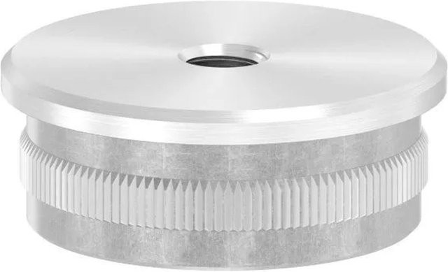 FeNau Einsteckkappe aus Edelstahl V4A in Silber für Rohr Ø 42,4 mm x 2,0 mm mit Flach M8 Gewinde - Bild 1