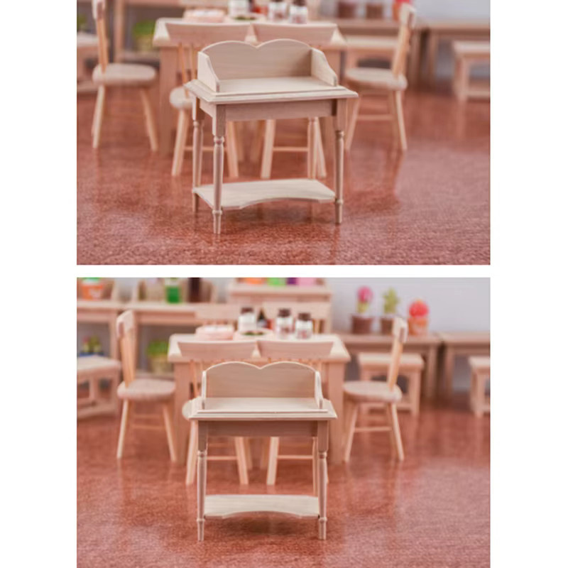 Sommer6 Miniatur-Holztisch, Möbelmodell, DIY-Puppenhaus-Zubehör - Bild 2