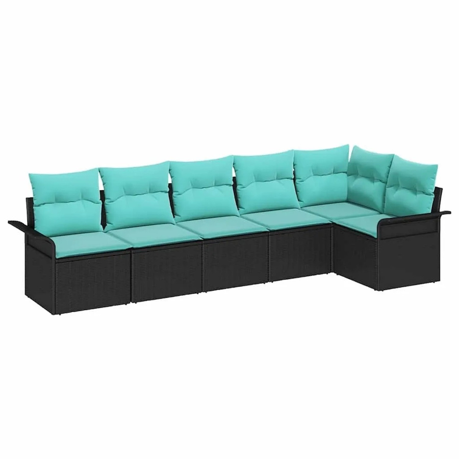 vidaXL Gartensofa-Set aus Poly-Rattan in Schwarz mit 6 Teilen, L-Form und integriertem Stauraum für Kissen - Bild 2