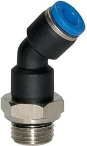 Riegler Steckverschraubung 45 Grad Blaue Serie, drehbar, M5 außen, Durchmesser 4 mm, Blau/Schwarz - Bild 1