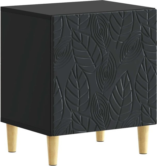 vidaXL Nachttisch in Schwarz, moderner Beistelltisch aus Holzwerkstoff und Eukalyptus, B/T/H: 43 x 34,5 x 50 cm - Bild 1