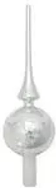 Krebs Glas Lauscha GmbH Christbaumspitze aus Glas mit Schneeflocken-Dekor in Silber Glänzend, Durchmesser: 7 cm, Höhe: 28 cm - Bild 1