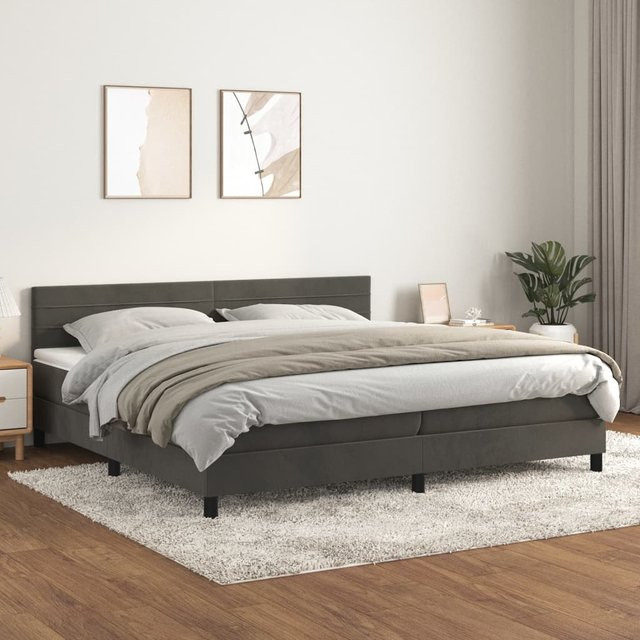 vidaXL Boxspringbett Hybrid mit Matratze und Taschenfederkern, Dunkelgrau, B/T/H: 200 x 200 x 88 cm - Bild 3