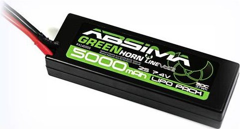 Absima LiPo Modellbau-Akkupack 7.4V 5000 mAh 2S 50C Hardcase mit T-Stecksystem in Schwarz - Bild 1