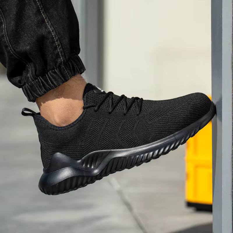 Kankeirr Arbeitssicherheitsstiefel in Schwarz mit Stahlkappe, leichte und atmungsaktive Wanderschuhe mit Pannenschutz - Bild 5