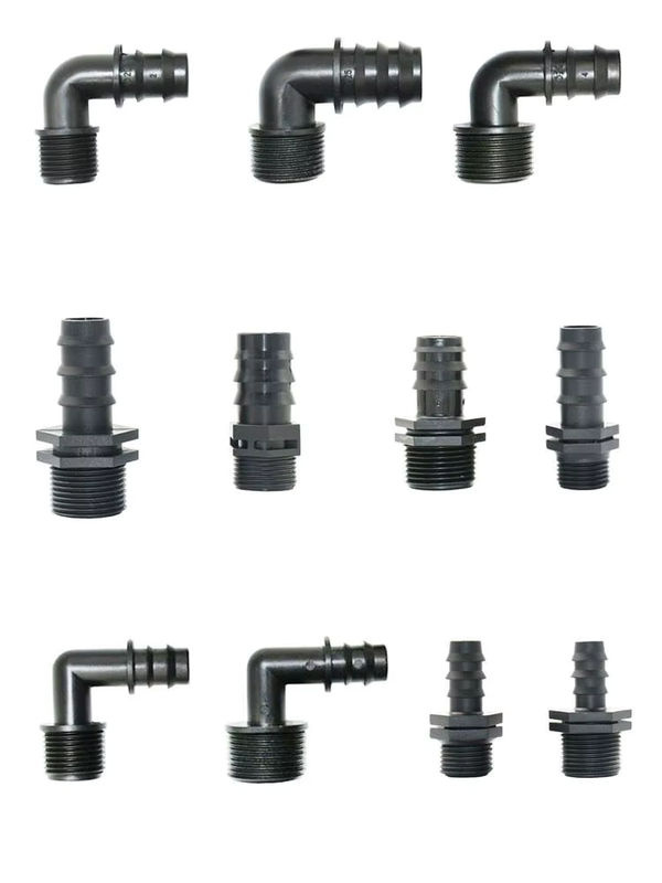 WHWH 5er Set Schlauchadapter mit Außengewinde und Schlauchtülle für PE-Schläuche, 1/2 Zoll und 3/4 Zoll, für Gartenbewässerung und Drip-Systeme - Bild 4
