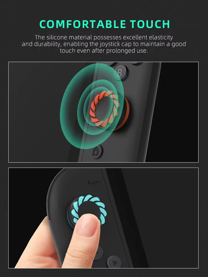 DATA FROG Silikon-Daumengriffkappen für Switch 2 Joy-Con Controller, rutschfeste Joystick-Kappenabdeckung in Multicolour, kompatibles NS2-Zubehör - Bild 2