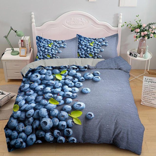 Lodestar Bettwäscheset mit Obst-Print in Blau, 3-teilig, Polyester, B/H: 150 x 200 cm - Bild 1