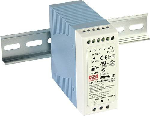 Mean Well MDR-60-5 Hutschienen-Netzteil 5 V/DC 10A 50W in Weiß - Bild 1