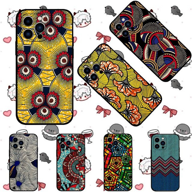 Mesuca Handyhülle im afrikanischen Mode-Design für iPhone 11 bis iPhone 17, weiche Schutzhülle in Schwarz und Multicolour - Bild 1