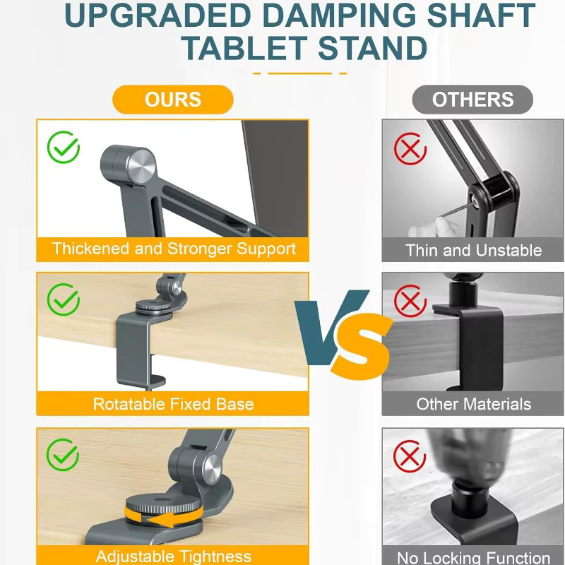 Ideaway Magnetischer Tablet-Ständer in Grau, Faltbarer Tablet-Arm mit 360 Grad Drehung für iPad und Smartphone, Tischhalterung für Schreibtisch und Bett - Bild 5