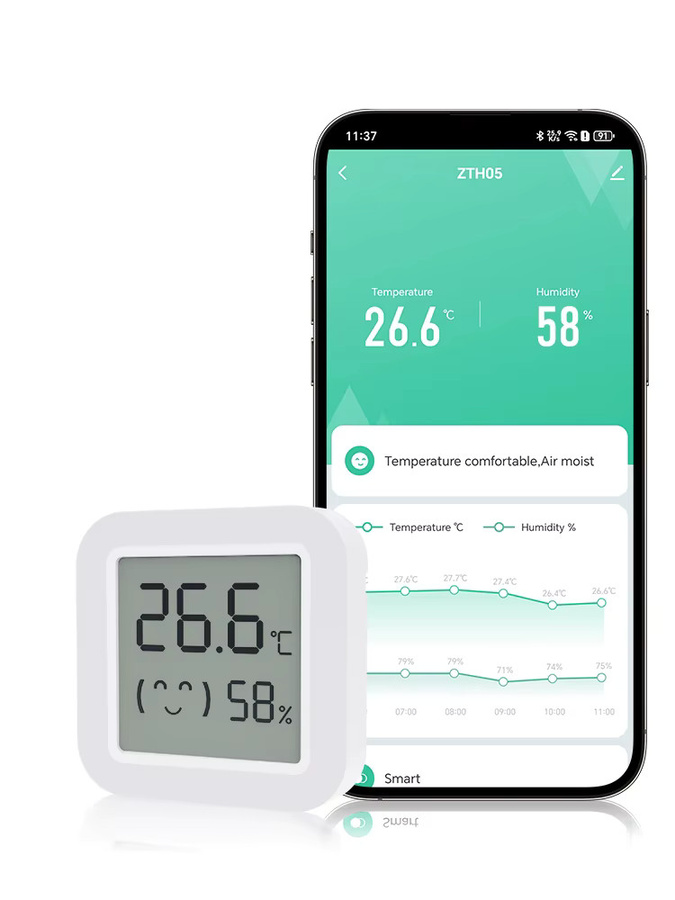 RightSitu Tuya ZigBee Temperatur-Feuchtigkeitssensor mit Mini-LCD-Bildschirm in Weiß für Smart Home mit Alexa und Yandex SmartLife - Bild 6