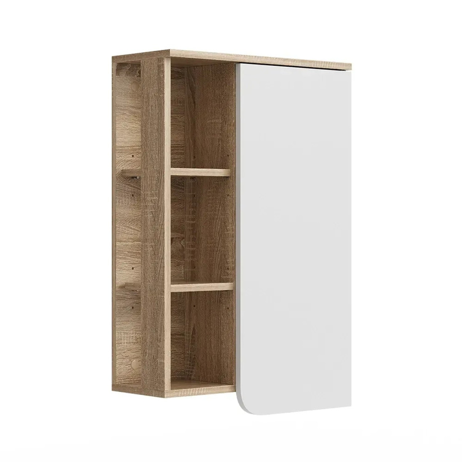 Vicco Hängeschrank Karen Badschrank modern in Sonoma Weiß mit Tür und offenen Fächern, B/H: 50 x 75 cm - Bild 3