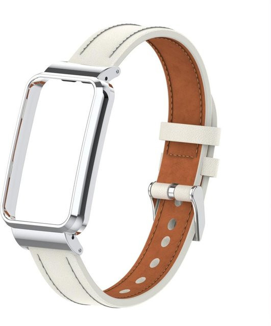PINSENDA Uhrenarmband Leder, Edelstahl, Silber/Weiß, Unisex - Bild 1