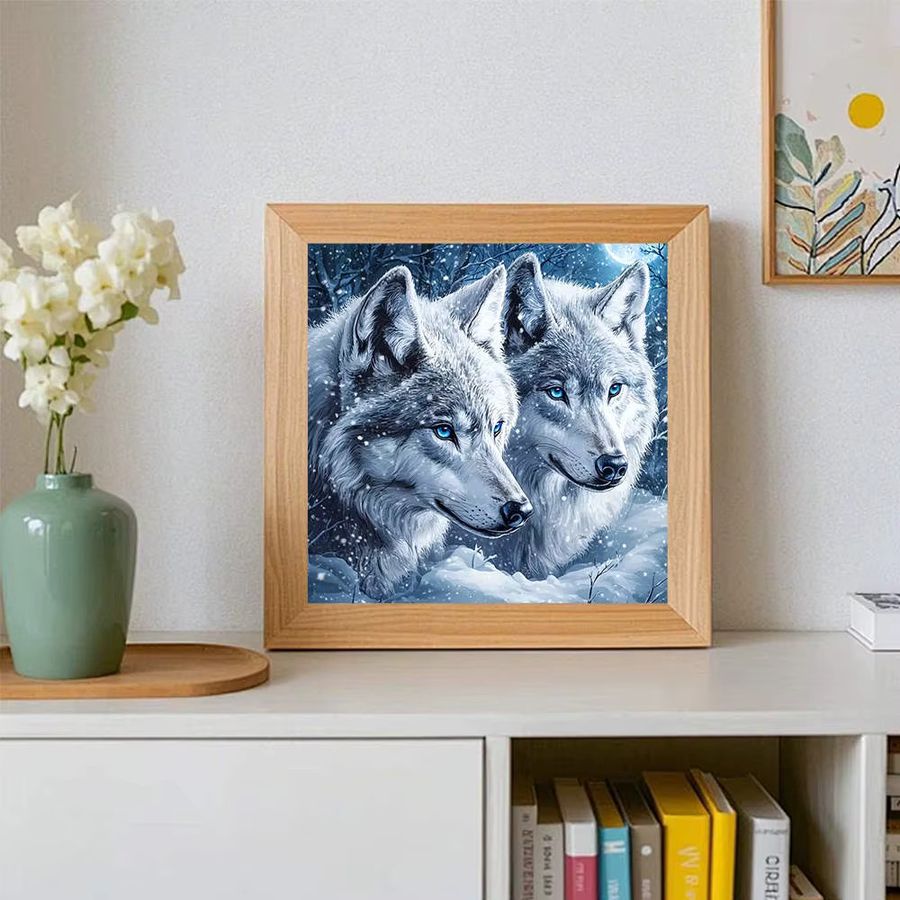 AZQSD 5D Diamantgemälde zum Selbermachen mit Wölfen und blauen Augen, Leinwand-Stickset mit vollen runden Diamanten, Wandkunst, B/H: 20 x 20 cm - Bild 3
