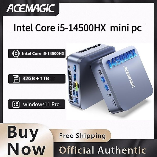 ACEMAGIC Mini-PC mit Intel Core i5-14500HX, 32GB DDR4, 1TB NVMe SSD, Windows 11 Pro, WiFi 6 und Bluetooth 5.2 - Bild 1