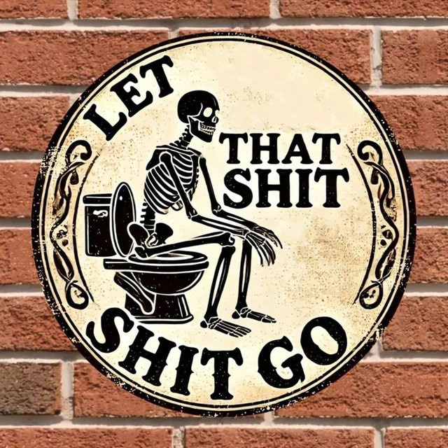 CIFBUY Vintage Totenkopf Wandkunst aus Metall, rundes Deko-Schild in Multicolour für Badezimmer und Garten - Bild 1