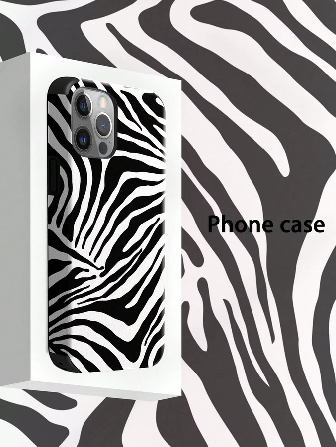 Apple Handyhülle aus Leder mit Zebramuster und Tiermotiven in Braun für iPhone 18/17/16/15/14/13/12 - Bild 2