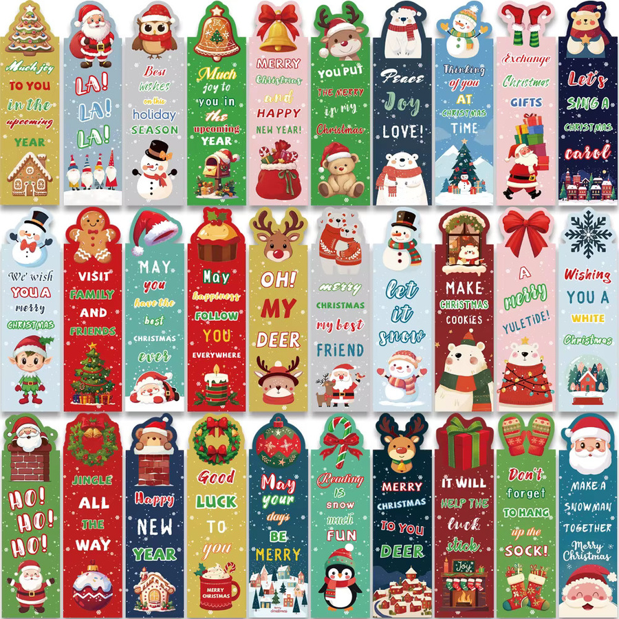 30 Stück Cartoon Weihnachten Lesezeichen aus Papier in Multicolour für Studenten und kreative Geschenke - Bild 2