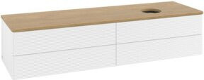 V&B Waschtischunterschrank Antao mit Frontstruktur und Beleuchtung, Farbe Eiche Honig/Weiß lackiert, B: 160 cm, T: 50 cm - Bild 1