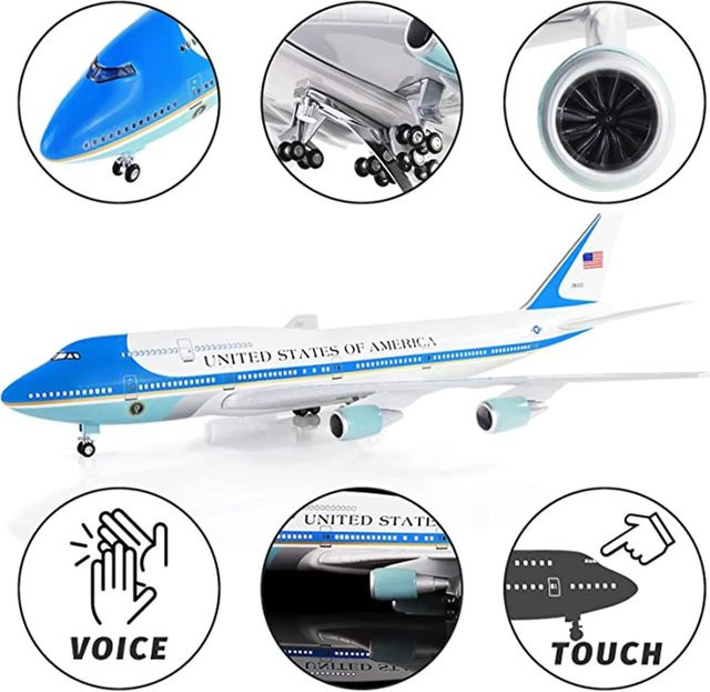 ZOCO Air Force One B747 Modellflugzeug aus Druckguss mit LED-Licht und Sound- oder Touch-Steuerung für Erwachsene - Bild 1