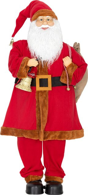 HOMCOM Weihnachtsmann Weihnachtsdekoration Nikolaus Figur in Rot und Gold mit beweglichem Kopf und Armen, Glocke, Sack sowie Geräusch- und Berührungssensor, Höhe: 120 cm - Bild 1