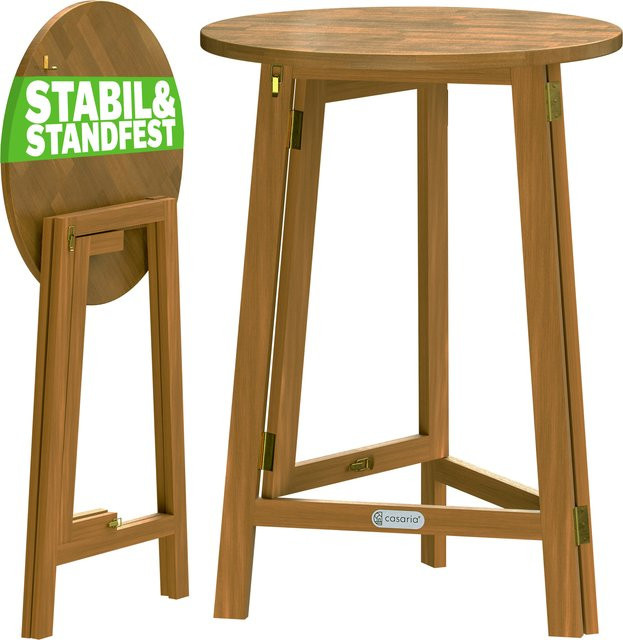 CASARIA Klappbarer Stehtisch aus Akazienholz in Braun, Durchmesser: 80 cm, Höhe: 110 cm - Bild 1