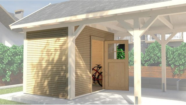WEKA Geräteraum WekaLine für LH-Carport in Natur und Beige, 28 mm Materialstärke - Bild 1