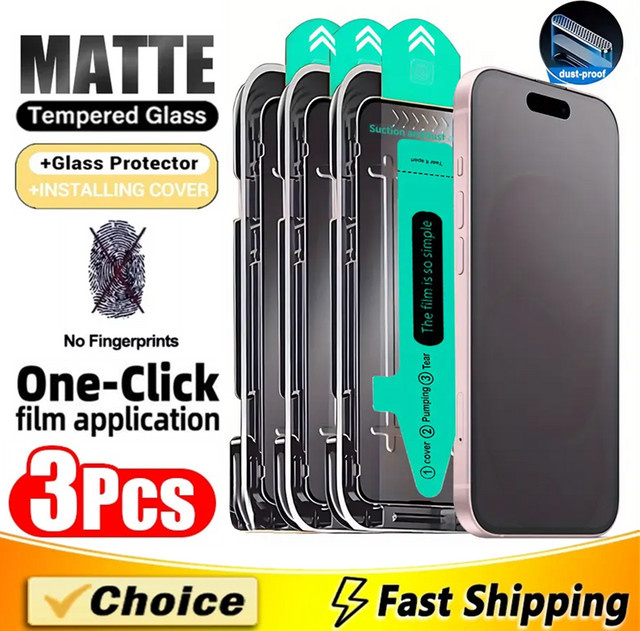 3er-Pack Matte Displayschutzfolie aus Glas für iPhone 11 bis iPhone 17 Pro Max mit oleophober Beschichtung, Transparent - Bild 1