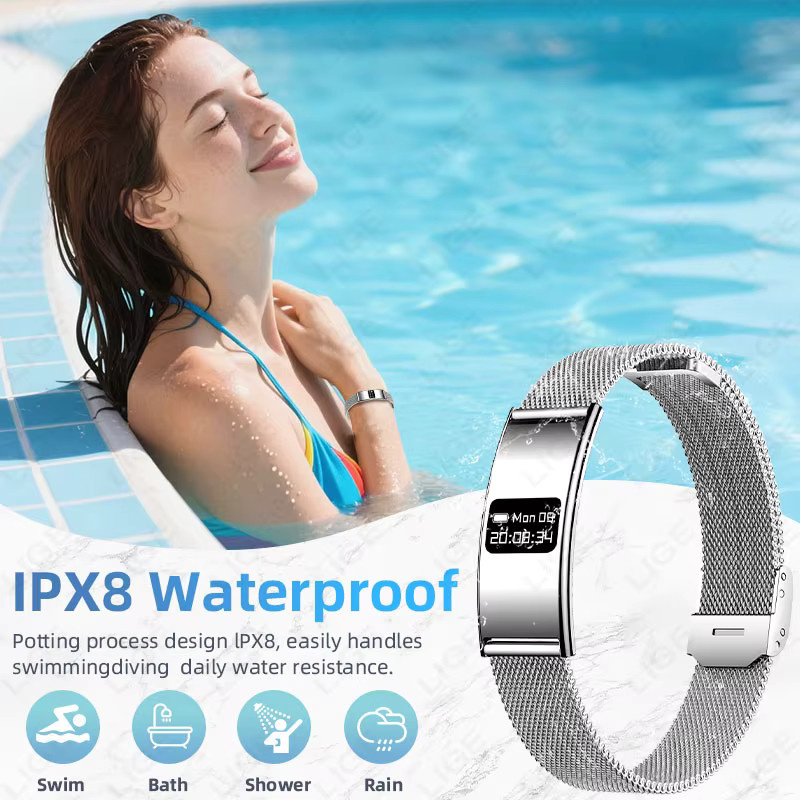 LIGE Smart-Armband in Silber mit Herzfrequenz- und HRV-Monitor sowie Anruferinnerung - Bild 5