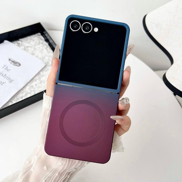 Magnetische Silikonhülle mit Farbverlauf für Samsung Galaxy Z Flip 3, 4, 5, 6 und 7, unterstützt kabelloses Laden, Multicolour - Bild 1