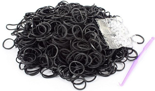 Armband Gummi-Webstuhlbänder, schwarz, Kinder - Bild 1