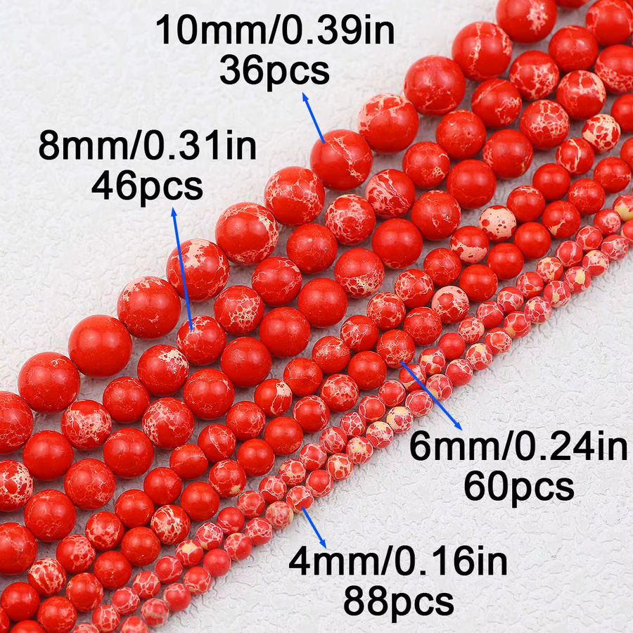 JHNBY Perlen, Rote Imperial Türkis, Naturstein, Unisex - Bild 2