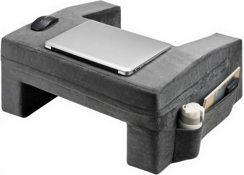 VEVOR Lesekissen aus Memory Foam in Grau mit waschbarem Samtbezug, Schoß-Schreibtischkissen mit 2 Taschen und Getränkehalter, B/T/H: 61,0 x 53,3 x 29,0 cm - Bild 1
