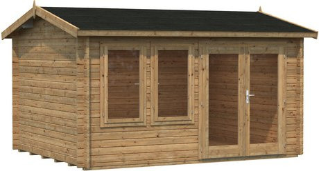 Palmako Iris Blockbohlenhaus aus Fichtenholz in Hellbraun mit Satteldach und Boden B/H/T: 390 x 245 x 300 cm - Bild 2