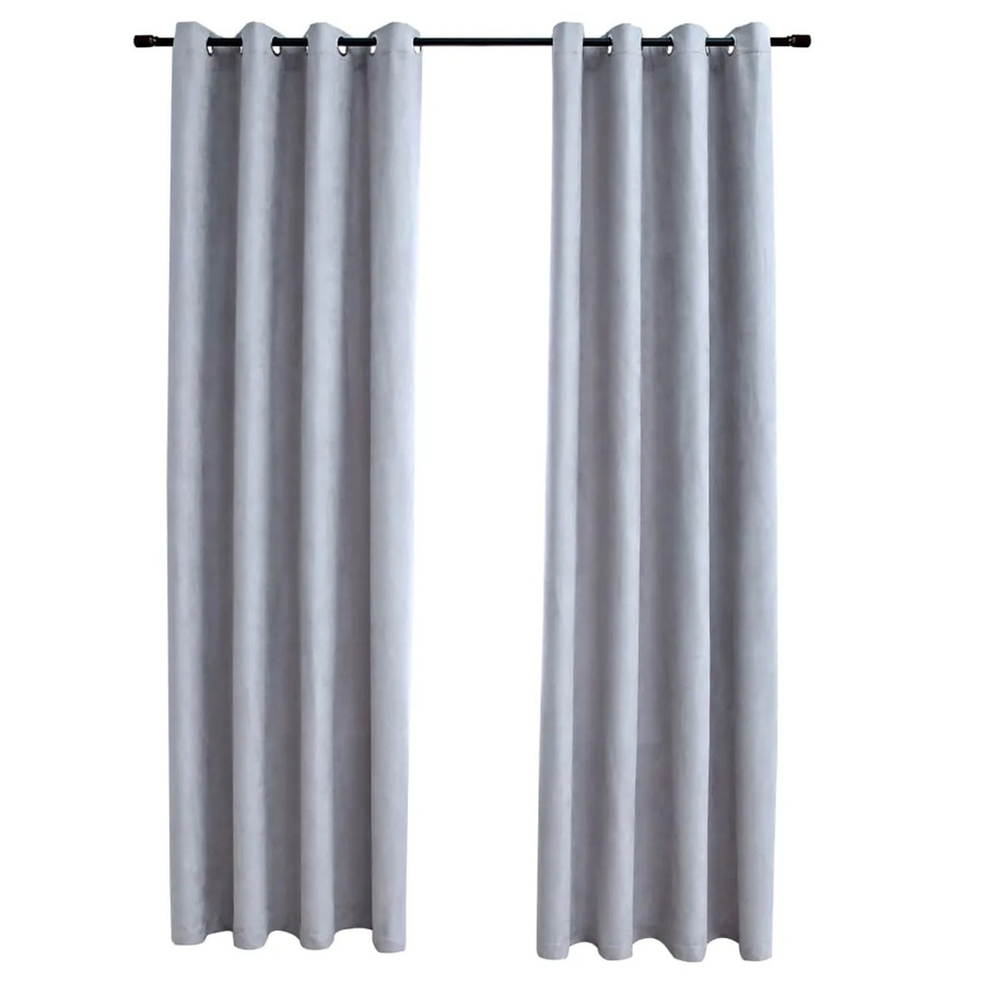 vidaXL Verdunkelungsvorhänge mit Metallösen, 2 Stück, Grau, B: 140 cm, H: 245 cm - Bild 2