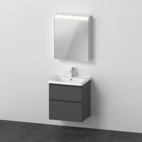 Duravit D-Neo Badezimmer Möbel-Set in Grau Matt mit Waschtisch, Waschtisch-Unterschrank und Spiegelschrank, B/T: 60 x 48 cm - Bild 1