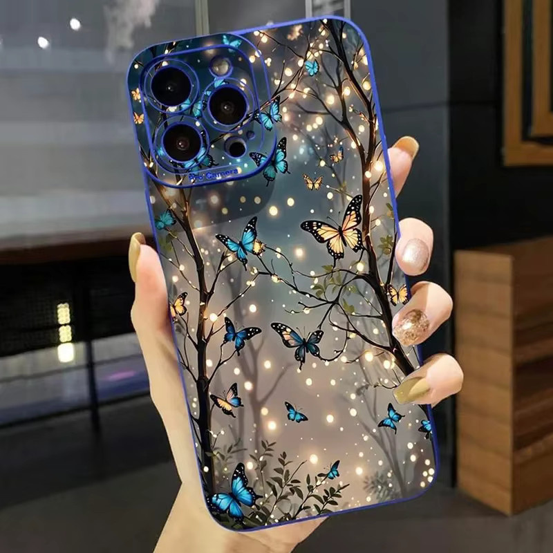 Stoßfeste Handyhülle mit leuchtendem Schmetterlingsmuster für iPhone 16 bis iPhone 7/8 Plus - Bild 3