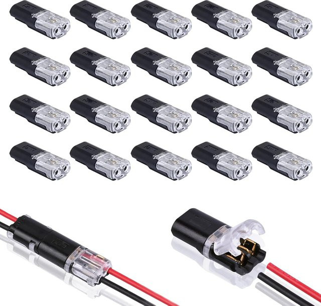 AOKIN Doppeldraht-Steckverbinder mit Verriegelungsschnalle, 2-Pin elektrische LED-Kabelverbinder zum Stecken - Bild 1