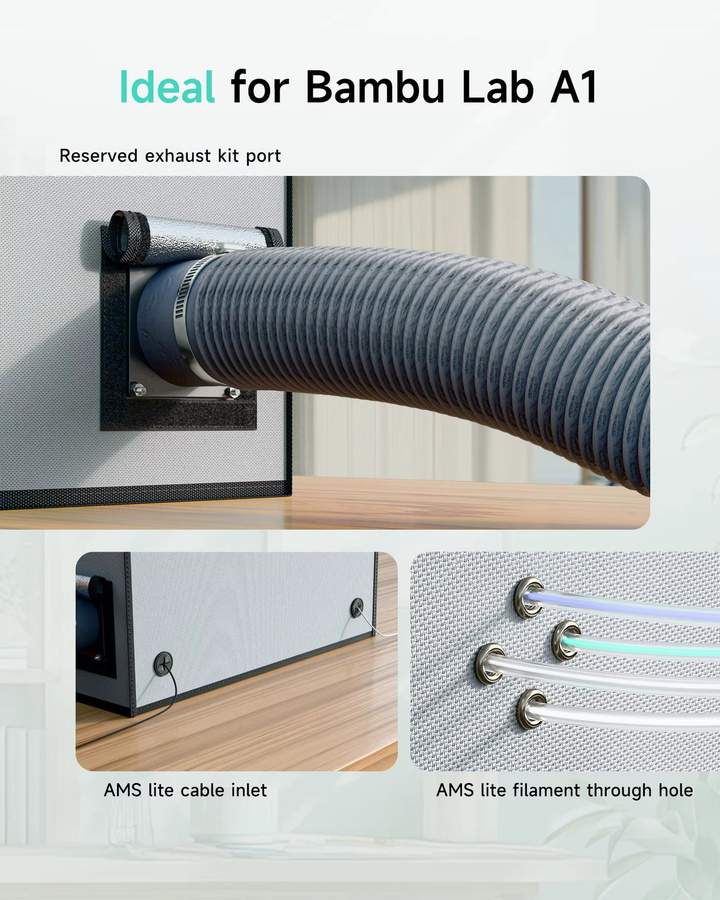 Yoopai 3D-Druckergehäuse für Bambu Lab A1 mit LED-Licht und Temperaturkontrolle, H x B x T: 670 x 550 x 600 mm - Bild 3