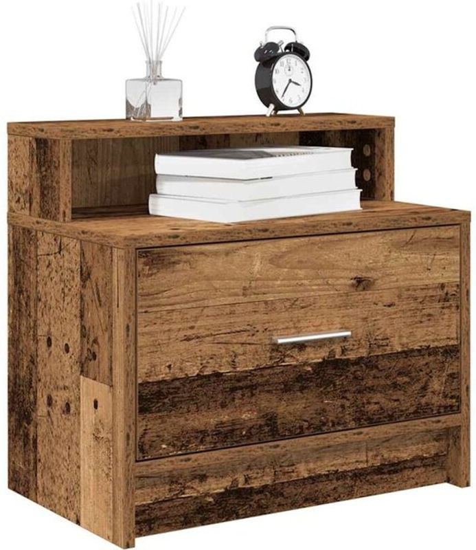 Vidaxl Set aus 2 Nachttischen in Altholz-Optik mit Schubladen, Braun, Landhausstil, B: 51 cm, T: 31 cm, H: 47 cm - Bild 1