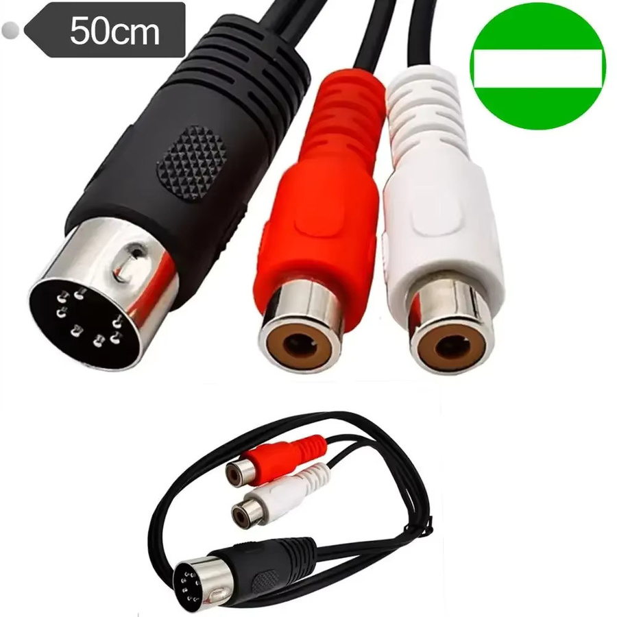 BSN DIN 7-poliges auf 2 Cinch-Lotus Adapterkabel Stecker auf Buchse für Vintage-Audioausrüstung - Bild 3