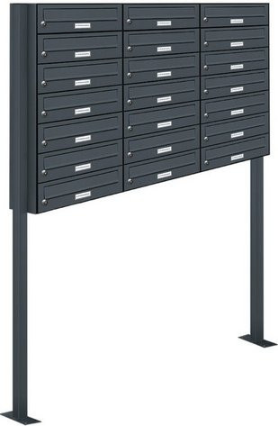 AL Briefkasten Freistehendes Briefkasten-System für 21 Parteien in Grau, B/H/T: 153,67 x 170,0 x 27,5 cm - Bild 1