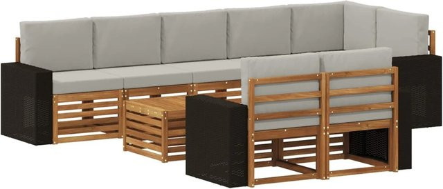 vidaXL Sofagarnitur aus Massivholz Akazie in Braun mit modernem Latten-Design - Bild 1