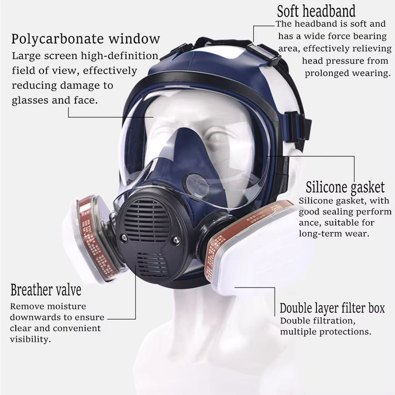AnruiGe PROTECT 6800 Panorama Gasmaske mit Druckentlastungs-Kopfgeschirr zum Schutz vor chemischen Dämpfen und Pestiziden - Bild 6