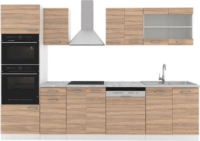 Vicco R-Line Küchenzeile Sonoma Eiche in moderner Einbauküchen-Optik mit 300 cm Breite - Bild 2