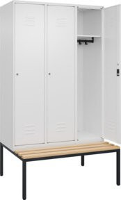 C+P Spind Classic PLUS Spind mit Sitzbank, 3 Abteile, B/H/T: 212 x 81,5 x 12 cm, Farbe: Anthrazit, mit Zylinderschloss und 4 Garderobenhaken - Bild 1