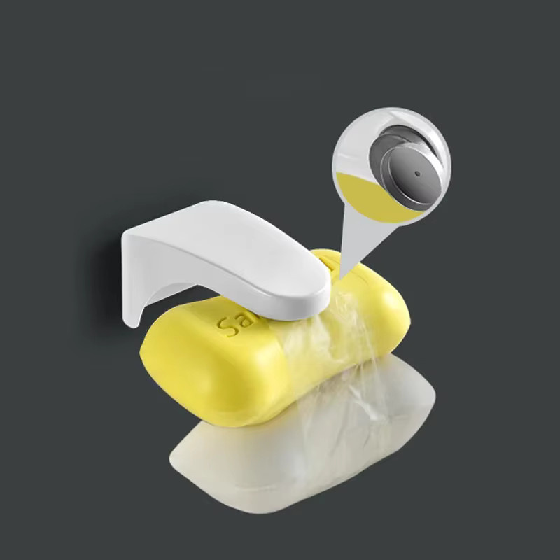Magnetischer Seifenhalter VIE LENTE in Weiß mit Abfluss und selbstklebender Befestigung - Bild 3