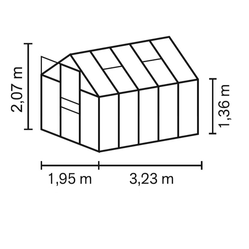 Vitavia Gewächshaus Kapitol 6200 in Schwarz mit Aluminiumrahmen, Kombiverglasung und Schiebetür, 6,2 m² - Bild 2